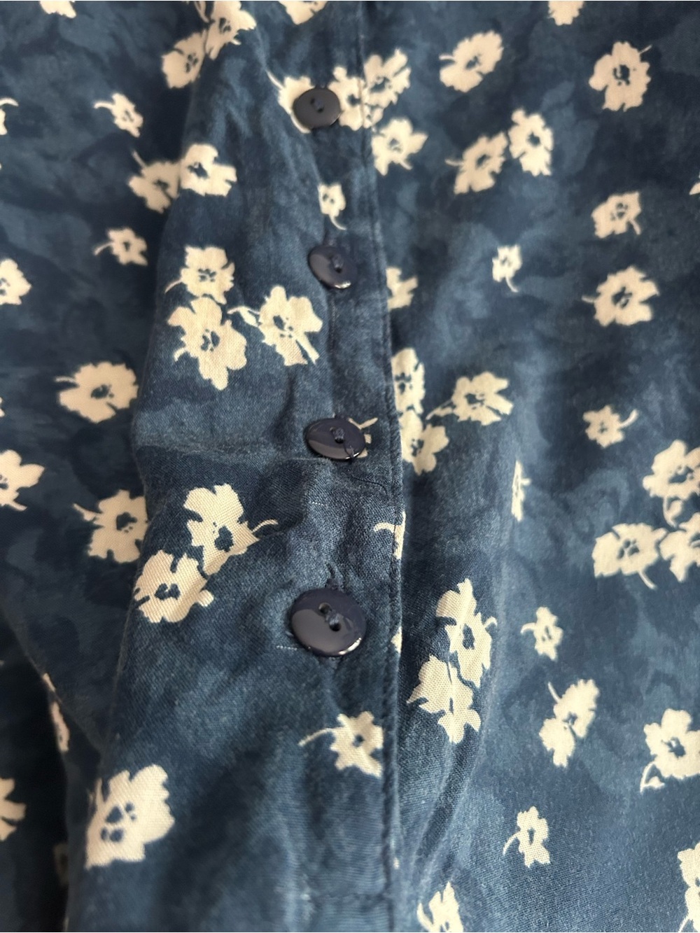 Vintage Cotton Ginny Plus Blue Floral Rayon Button Front Dress L Made Canada - Picture 13 of 15